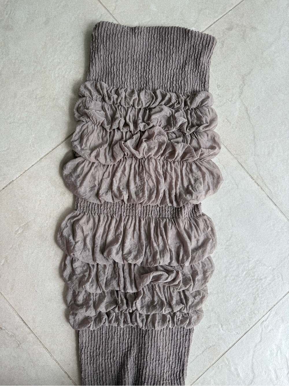 UnaLuna Collection Ruffled Tube Dress In Taupe - Picture 2 of 4